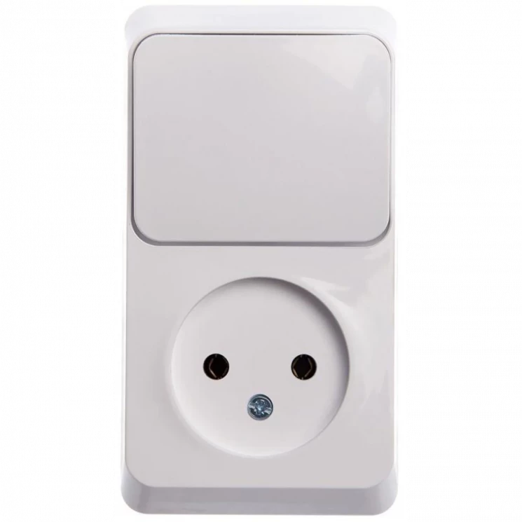 Блок ОП Этюд (1-м розетка без заземл. + 1-кл. выкл.) бел. SE BPA16-204B