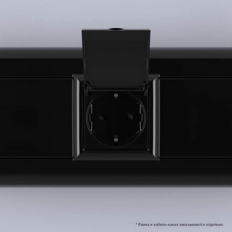 Розетка 1-м 2мод. Avanti "Черный квадрат" 16А IP44 2P+E защ. шторки с крышкой черн. DKC 4402012