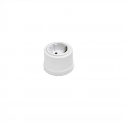 Розетка 1-м ОП Лизетта 16А IP20 ретро с заземл. ABS-пластик бел. Bironi B1-101-21