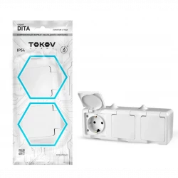 Розетка 3-м ОП Dita 16А IP54 250В с заземл. с крышкой бел. TOKOV ELECTRIC TKL-DT-R3Z-C01-IP54