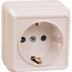 Розетка 1-м ОП Октава РС20-3-ОКм 16А IP20 с заземл. крем. IEK ERO11-K33-16-DC