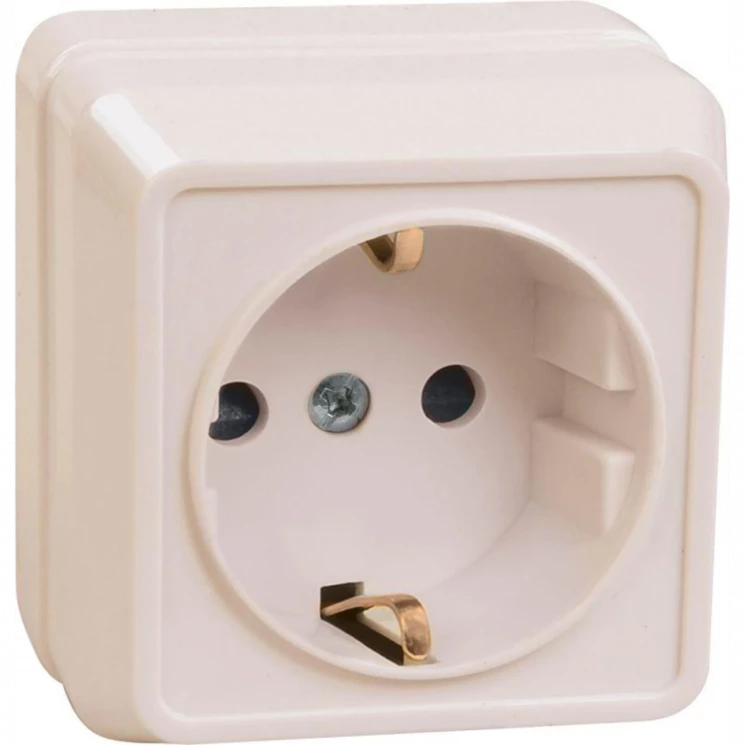 Розетка 1-м ОП Октава РС20-3-ОКм 16А IP20 с заземл. крем. IEK ERO11-K33-16-DC