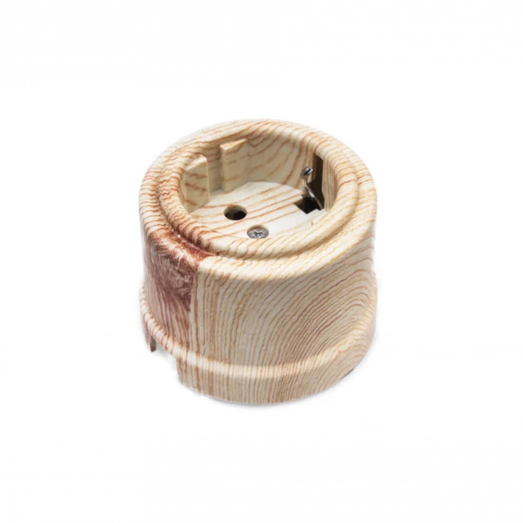 Розетка 1-м ОП Лизетта 16А IP20 ретро с заземл. ABS-пластик карельская сосна Bironi B1-101-13