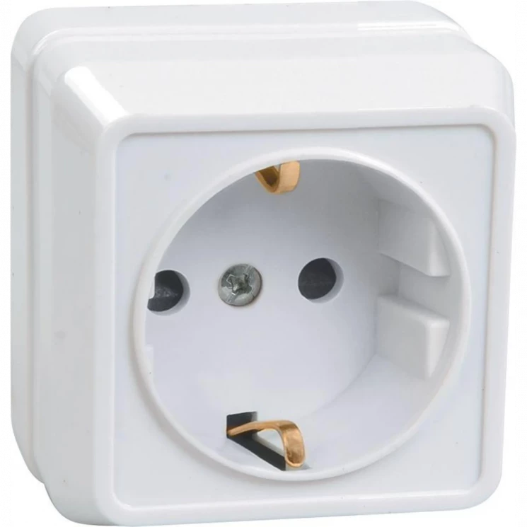 Розетка 1-м ОП Октава РС20-3-ОБ 16А IP20 с заземл. бел. IEK ERO11-K01-16-DC