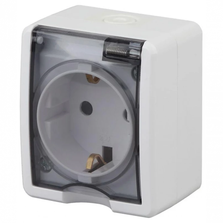 Розетка 1-м ОП Эра Эксперт 11-2401-01 16А IP54 16AX 250В 2P+E бел. Эра Б0020712