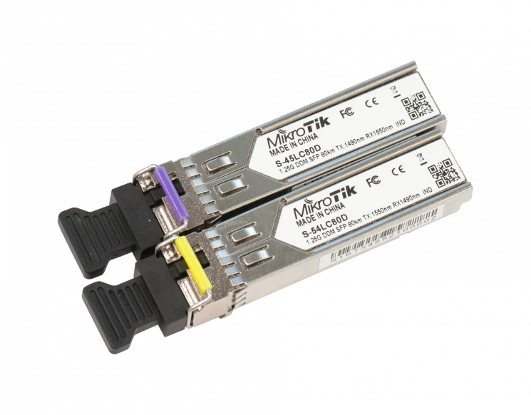 Пара модулей Mikrotik SFP оптический, 1.25G, дальность до 80км, 1490/1550нм