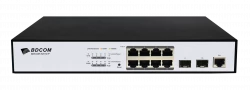 Управляемый PoE коммутатор уровня 2 BDCOM S2510-P, 8x 10/100/1000Base-T, 2x 100/1000BASE-X (SFP), PoE 802.3af/at до 130W, 220VAC