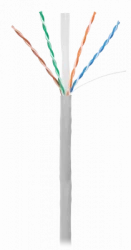 Кабель NETLAN U/UTP 4 пары, Кат.6 (Класс E), 250МГц, одножильный, BC (чистая медь), внутренний, PVC нг(B), серый, 305м