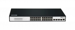 Управляемый PoE коммутатор уровня 2 BDCOM S2500-24P4S, 24x 10/100/1000Base-T PoE 802.3af/at до 370W, 4x 100/1000Base-X (SFP), 220V AC