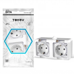 Розетка 2-м ОП Dita 16А IP54 250В с заземл. с прозр. крышкой бел.TOKOV ELECTRIC TKL-DT-R2Z-C01T-IP54
