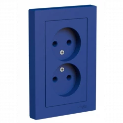 Розетка 2-м AtlasDesign 16А без заземл в сборе аквамарин SE ATN001120