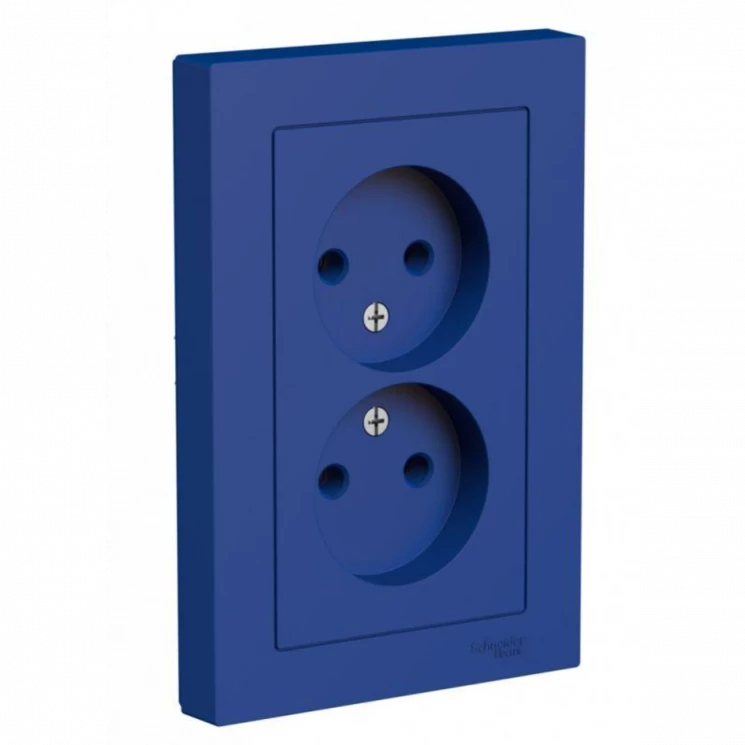 Розетка 2-м AtlasDesign 16А без заземл в сборе аквамарин SE ATN001120