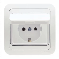 Розетка 1-м СП Mimoza 16А IP20 с крышкой бел./бел. Makel 12029