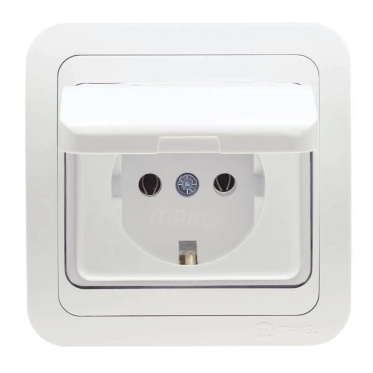 Розетка 1-м СП Mimoza 16А IP20 с крышкой бел./бел. Makel 12029