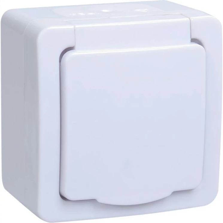 Розетка 1-м ОП Гермес Plus РСб20-3-ГПБб 16А IP54 с заземл. с крышкой бел. IEK ERMP12-K01-16-54-EC