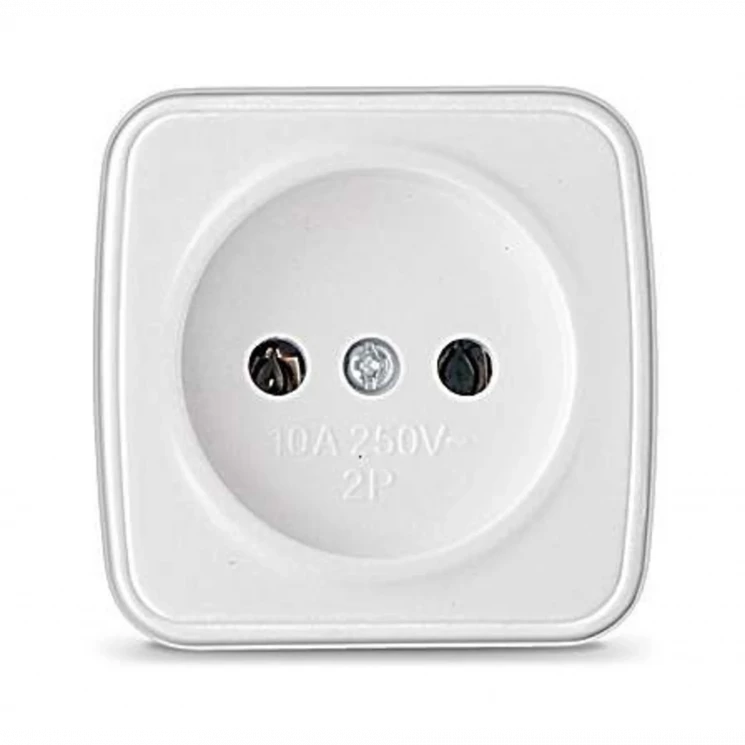 Розетка 1-м ОП Электра 10А IP20 без заземл. бел. Союз 0011