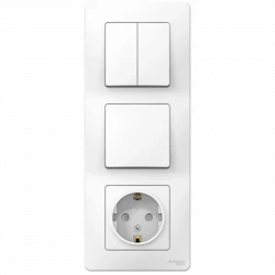 Блок СП Blanca (розетка с заземл. защ. шторки 16А 250В + 1-кл. выкл. + 2-кл. выкл.) бел. SE BLNBS101