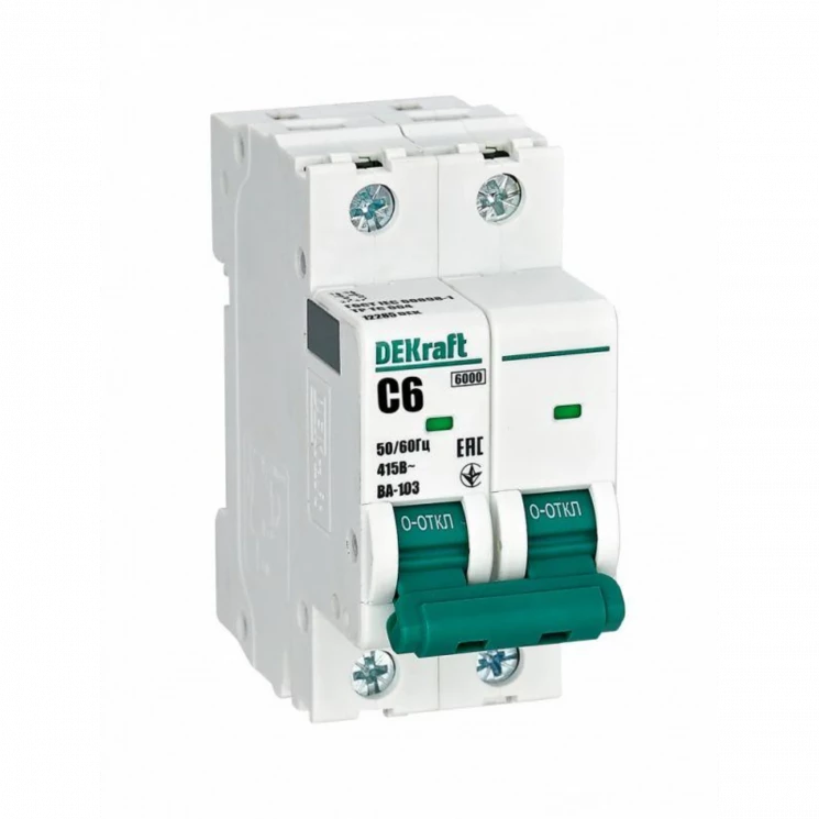 Выключатель автоматический модульный 2п C 6А 6кА ВА-103 DEKraft 12285DEK