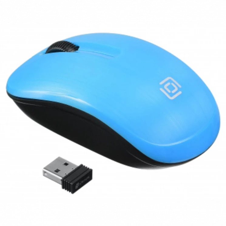 Мышь Оклик 525MW черный/голубой оптическая (1000dpi) беспроводная USB для ноутбука (3but)