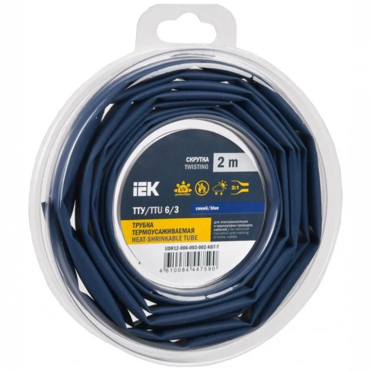 Трубка термоусадочная ТТУ нг-LS 6/3 син. (уп.2м) IEK UDR12-006-003-002-K07-T