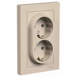 Розетка 2-м. AtlasDesign 16А с заземл. в сборе песочн. SE ATN001224