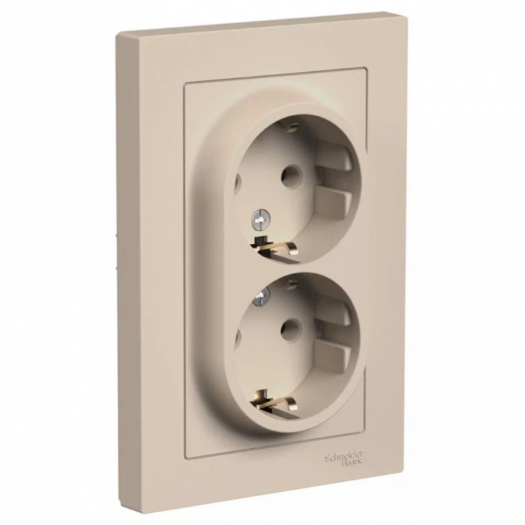 Розетка 2-м. AtlasDesign 16А с заземл. в сборе песочн. SE ATN001224
