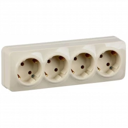 Розетка 4-м ОП GLORY РС24-3-ХК 16А с заземл. крем. IEK ERH41-K33-16