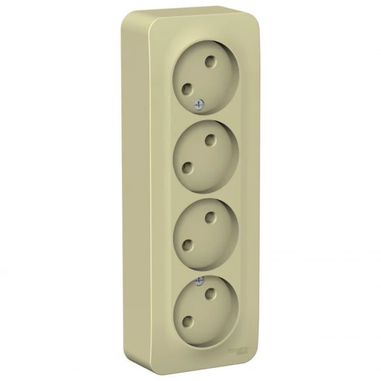 Розетка 4-м ОП Blanca 16А IP20 250В без заземл. без защ. шторок с изолир. пластиной беж. SE BLNRA000