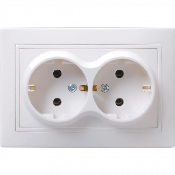 Розетка 2-м СП Кварта РС12-3-КБ 16А IP20 с заземл. без защ. шторок бел. IEK ERK24-K01-16-DM