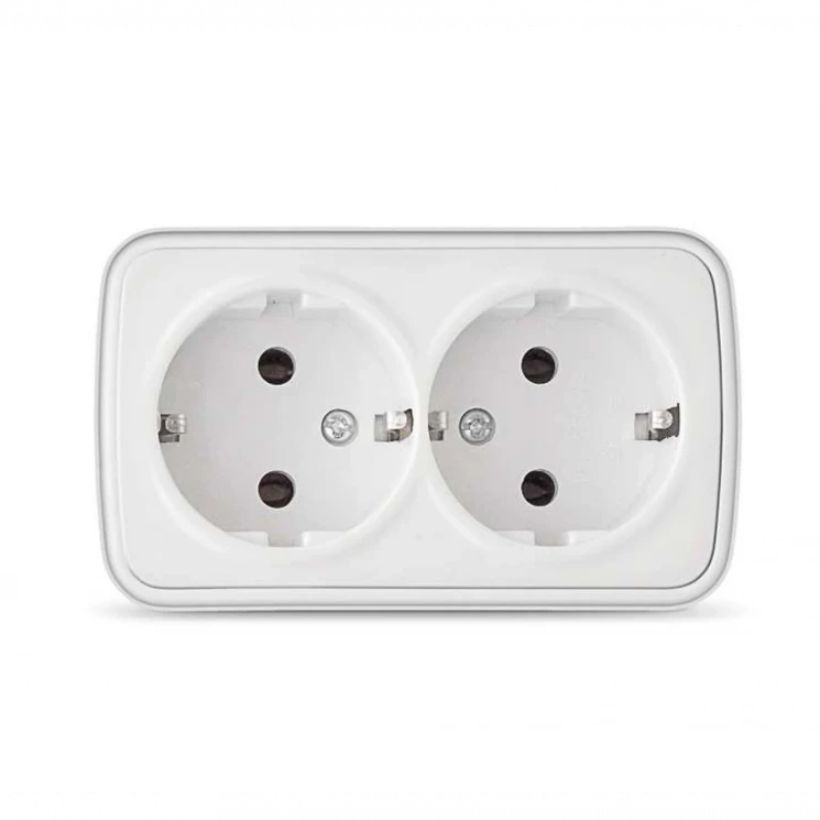 Розетка 2-м ОП Электра 16А IP20 с заземл. бел. Союз 0020