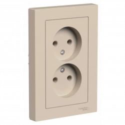 Розетка 2-м. AtlasDesign 16А без заземл. в сборе песочн. SE ATN001220