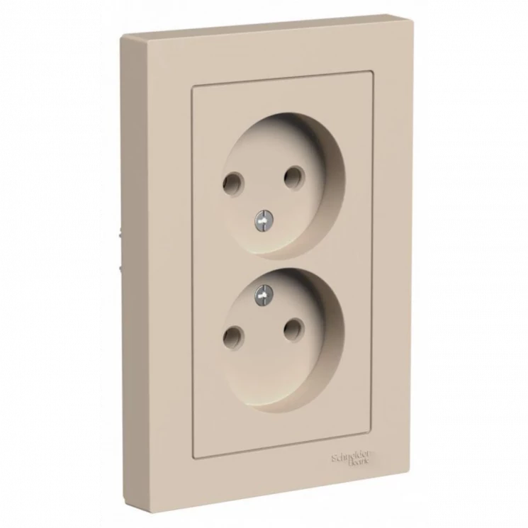 Розетка 2-м. AtlasDesign 16А без заземл. в сборе песочн. SE ATN001220