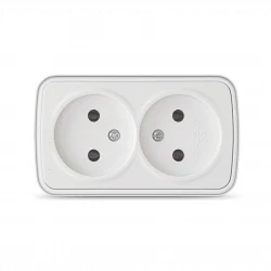 Розетка 2-м ОП Электра 16А IP20 без заземл. бел. Союз 0024