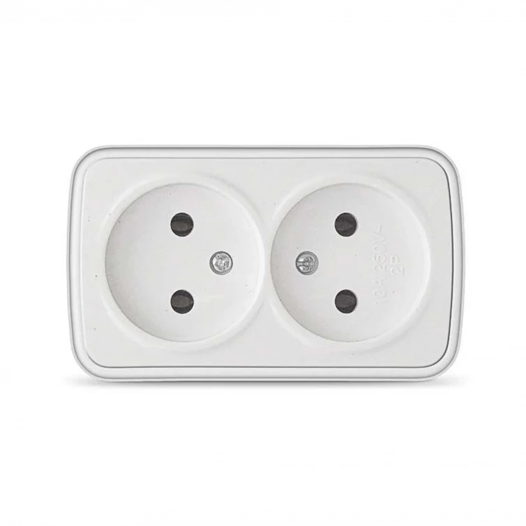 Розетка 2-м ОП Электра 16А IP20 без заземл. бел. Союз 0024