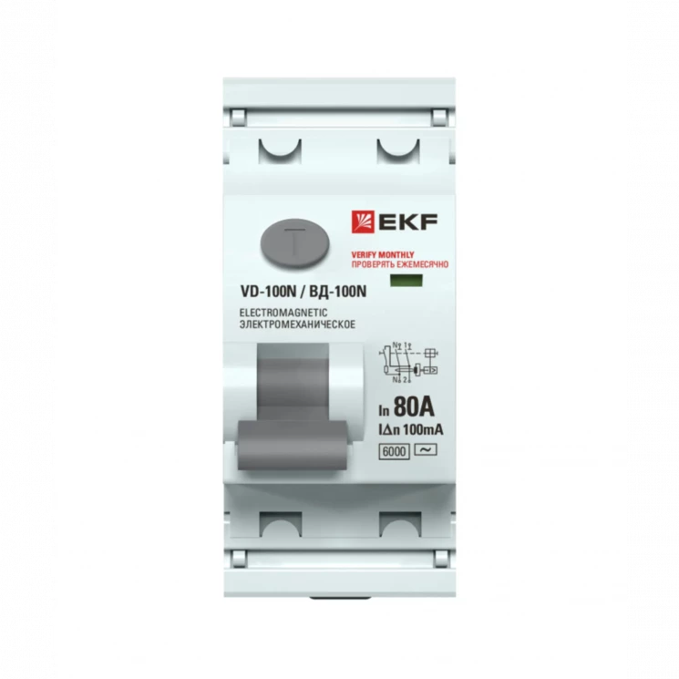 Выключатель дифференциального тока 2п 80А 100мА тип A 6кА ВД-100N электромех. PROxima EKF E1026MA801