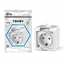 Розетка 1-м ОП Dita 16А IP54 250В с заземл. с прозр. крышкой бел. TOKOV ELECTRIC TKL-DT-R1Z-C01T-IP5