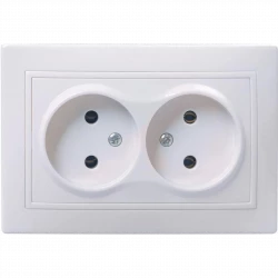 Розетка 2-м СП Кварта 10А IP20 без заземл. без защ. шторок бел. IEK ERK23-K01-10-DM