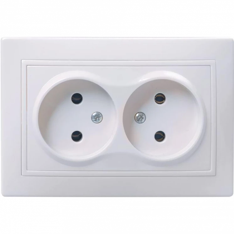 Розетка 2-м СП Кварта 10А IP20 без заземл. без защ. шторок бел. IEK ERK23-K01-10-DM