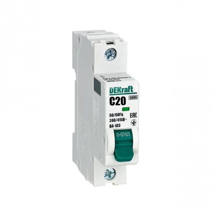 Выключатель автоматический модульный 1п C 20А 6кА ВА-103 DEKraft 12274DEK