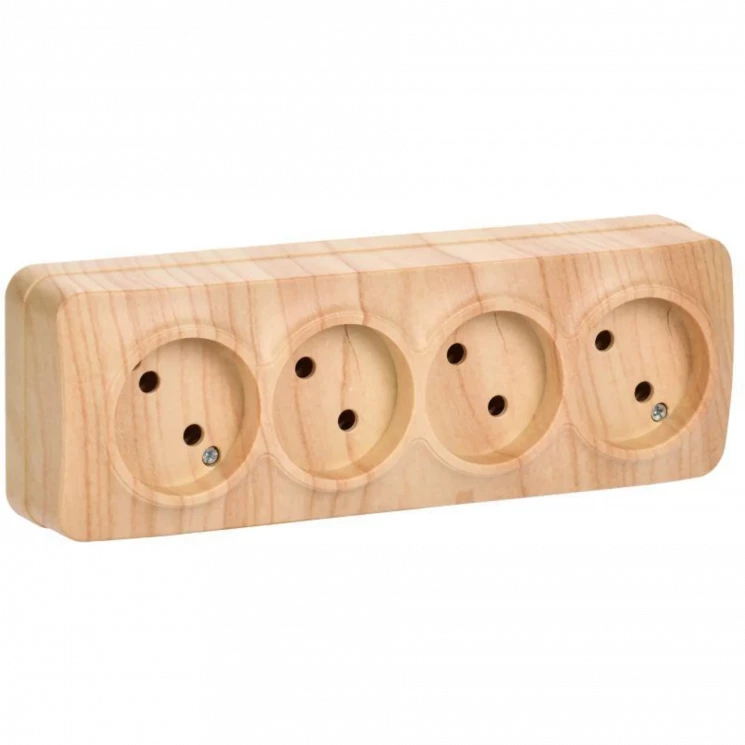 Розетка 4-м ОП GLORY РС24-2-ХС 10А без заземл. сосна IEK ERH40-K34-10