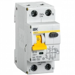 Выключатель автоматический дифференциального тока 2п (1P+N) B 16А 10мА тип A 6кА АВДТ-32 IEK MAD22-5